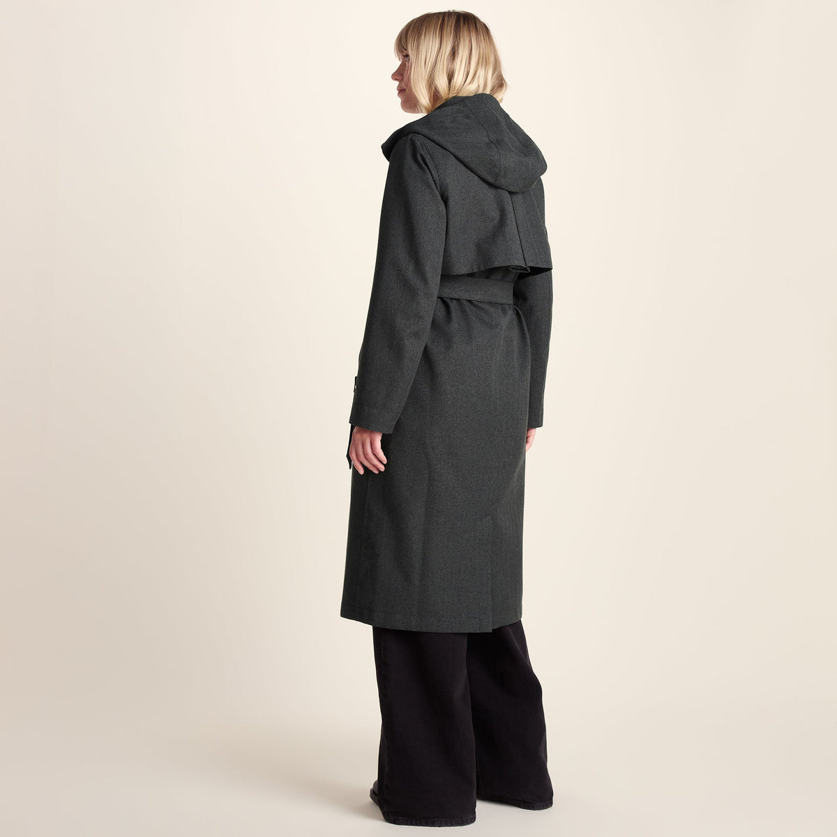 Jemima Womens Waterproof Longline Belted Trench Coat - Charcoal Melange - Image 4