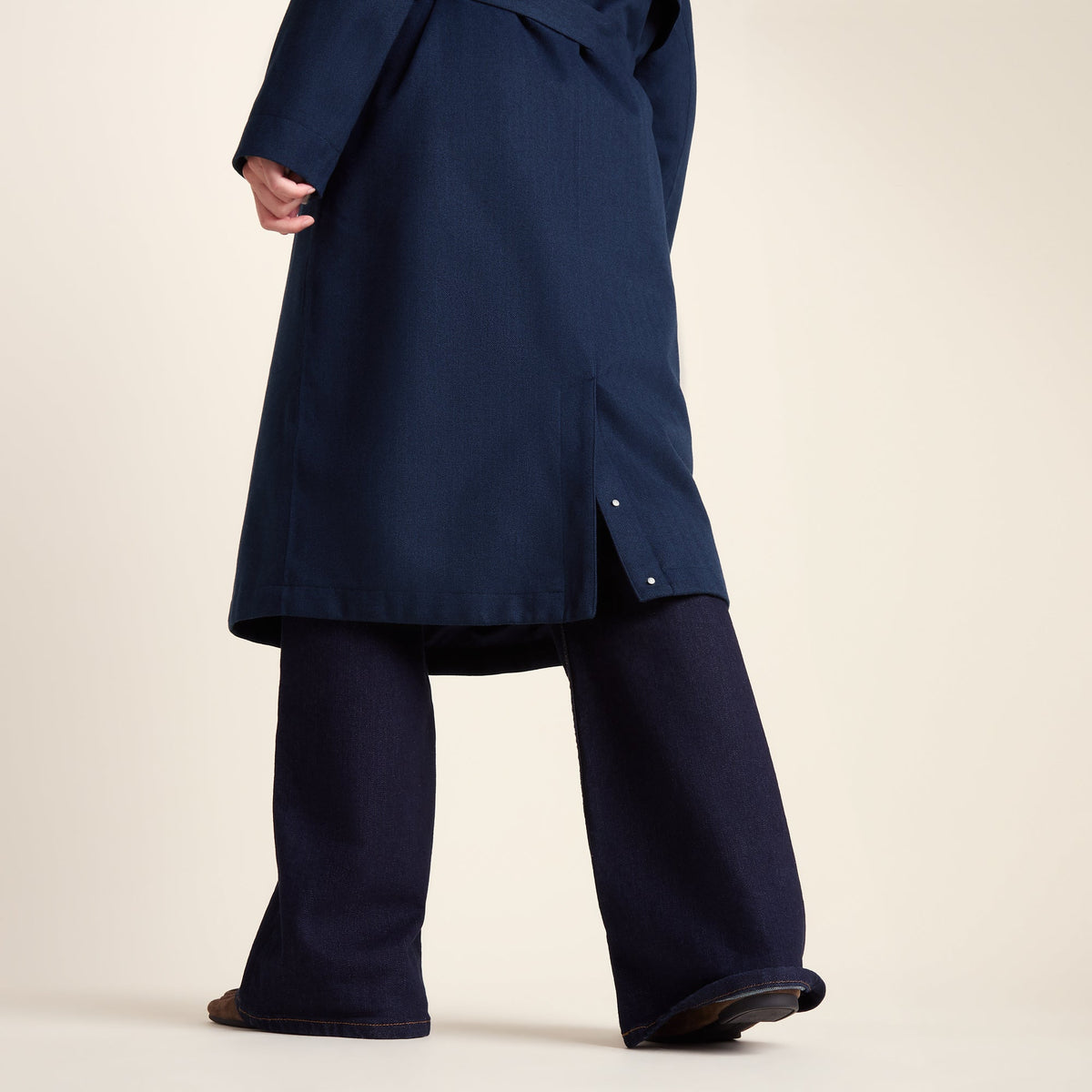 Jemima Womens Waterproof Longline Belted Trench Coat - Navy Melange - Image 16