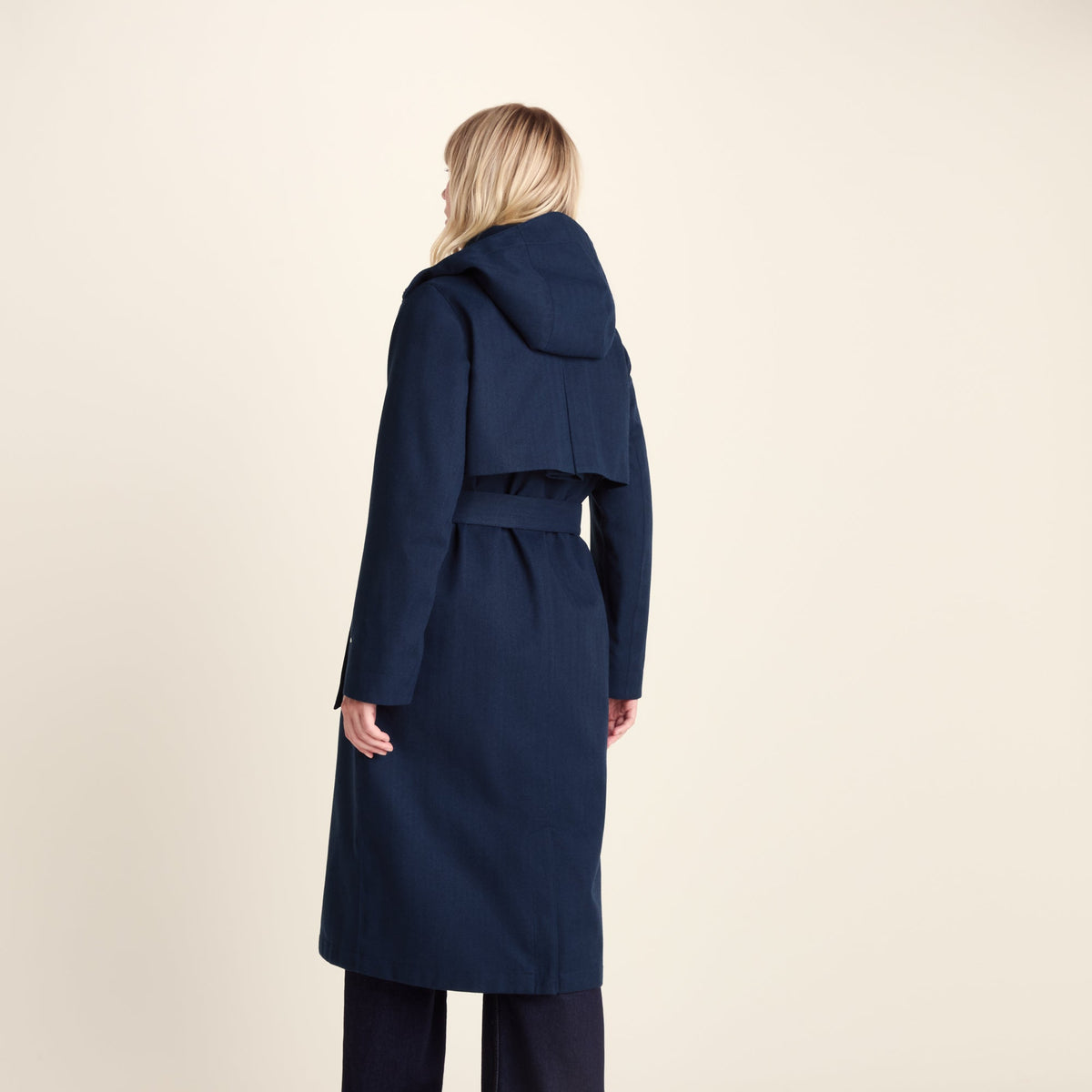Jemima Womens Waterproof Longline Belted Trench Coat - Navy Melange - Image 4