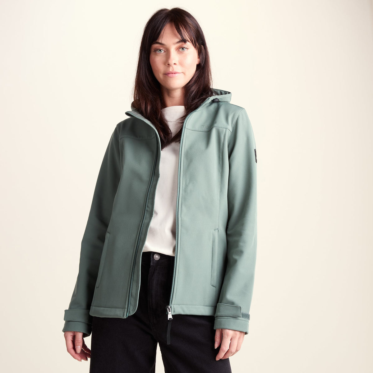 Keld Womens Shower Resistant Hooded Softshell Jacket - Light Forest