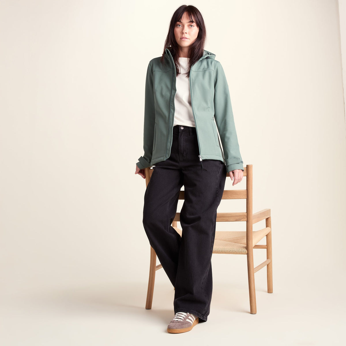 Keld Womens Shower Resistant Hooded Softshell Jacket - Light Forest - Image 5