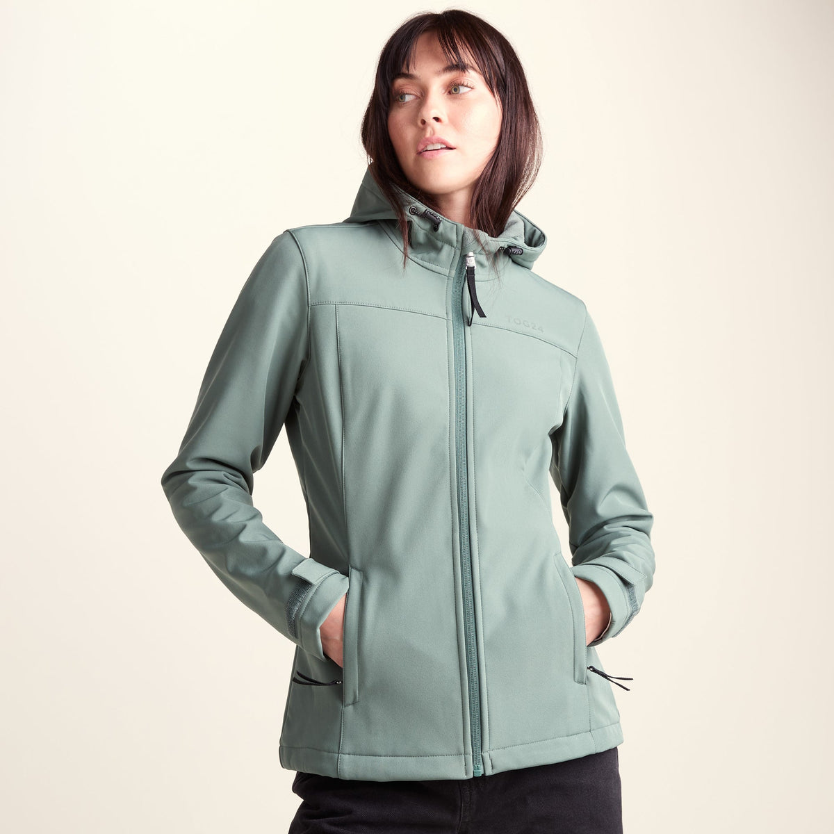 Keld Womens Shower Resistant Hooded Softshell Jacket - Light Forest - Image 8