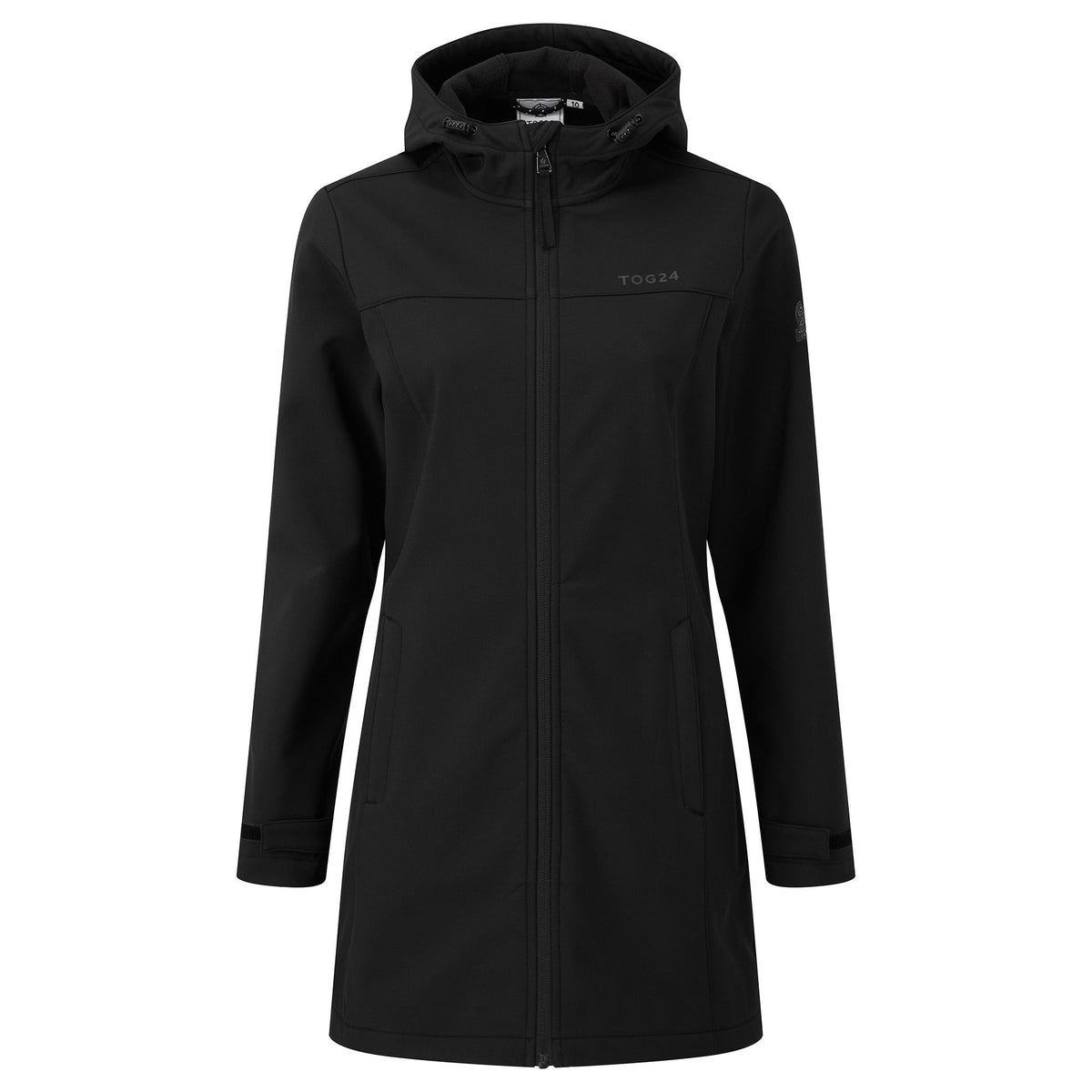 Keld Womens Long Shower Resistant Hooded Softshell Jacket - Black - Image 9