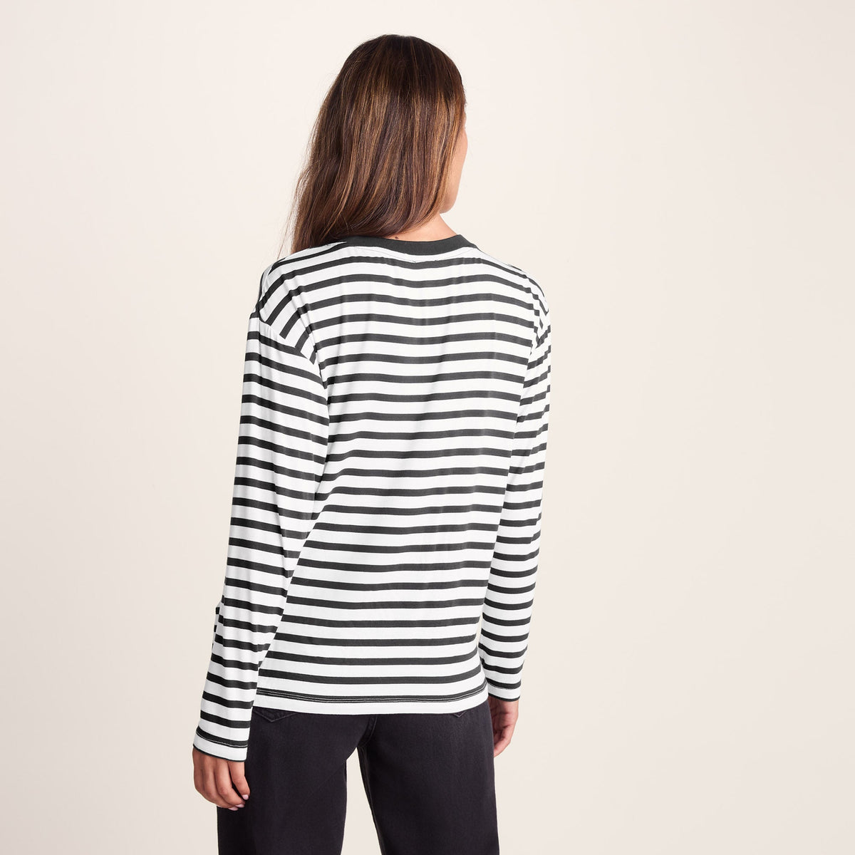 Kitty Womens Long Sleeve Striped T-Shirt - Washed Black Stripe - Image 5