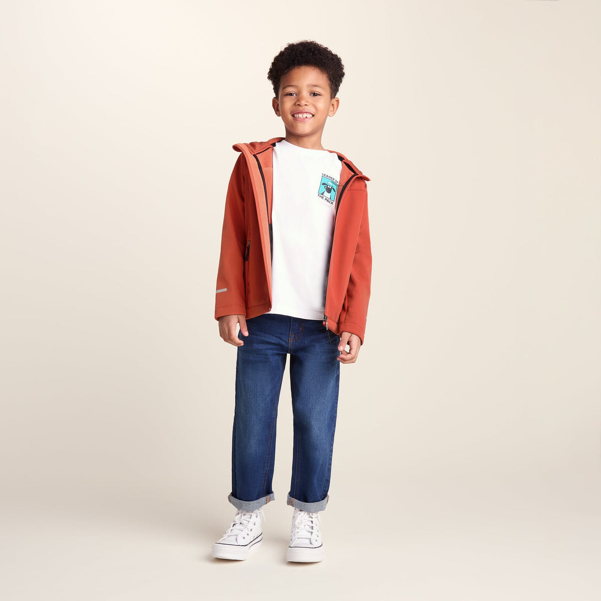 Koroma Kids Softshell Hooded Jacket - Canyon Orange - Image 2