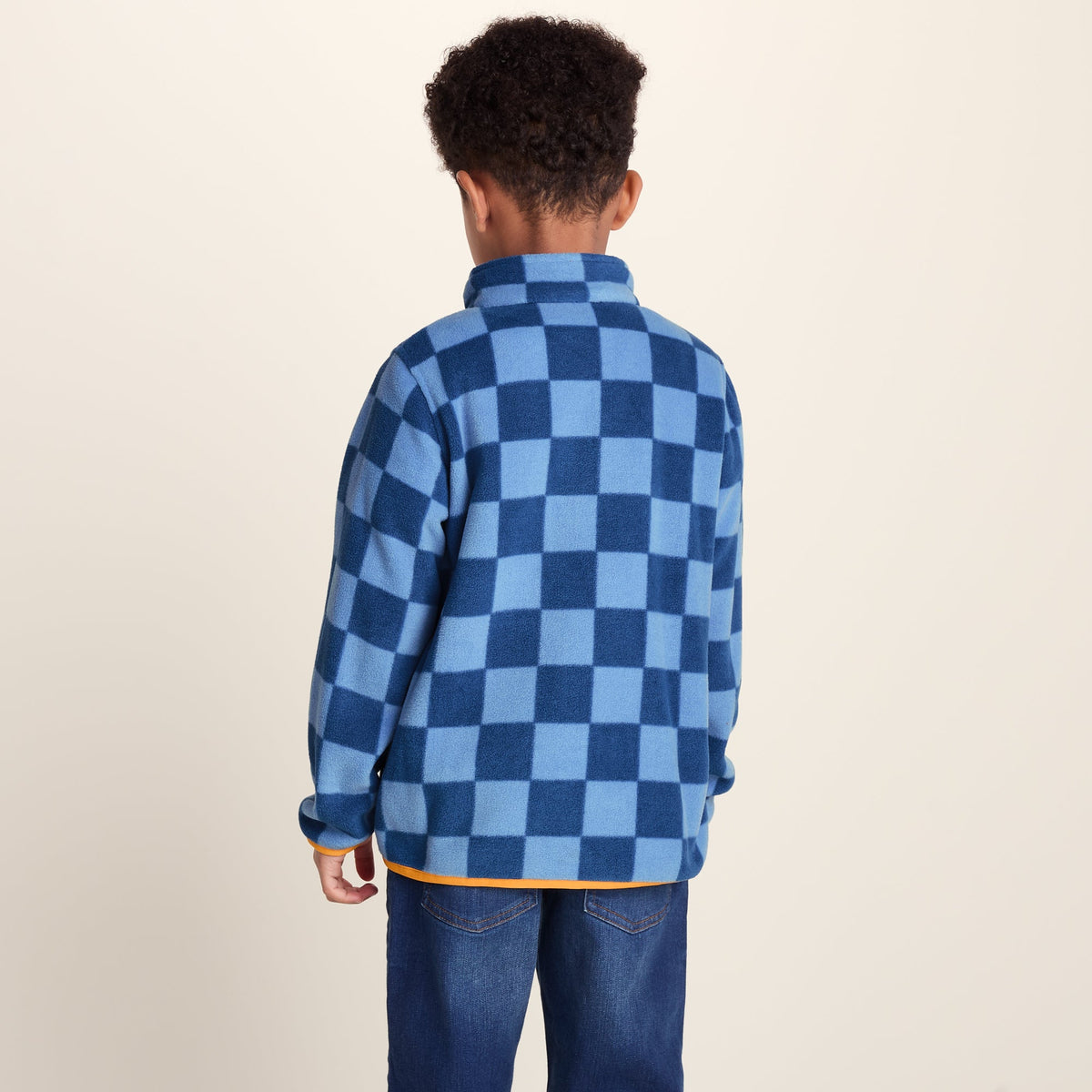Lacaune Kids Shaun the Sheep Fleece Zip Jacket - Bluebell/Night Blue Checkerboard - Image 3