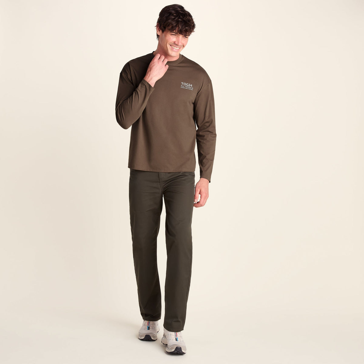Lloyd Mens Premium Heavyweight 100% Cotton Jersey Top - Ash Brown - Image 2