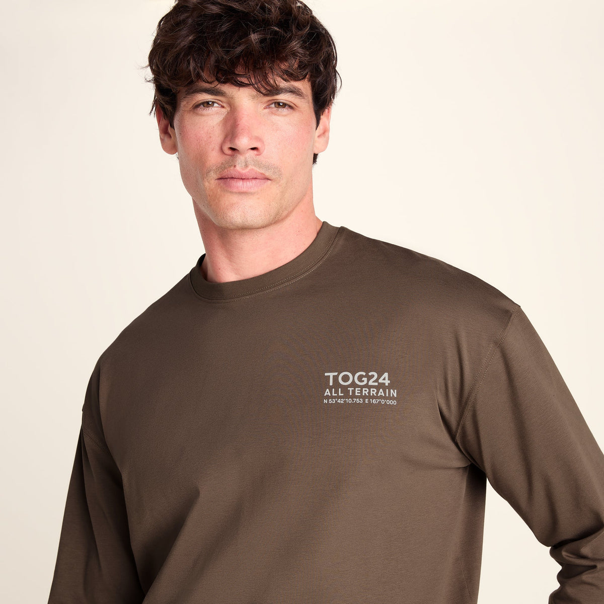 Lloyd Mens Premium Heavyweight 100% Cotton Jersey Top - Ash Brown - Image 3