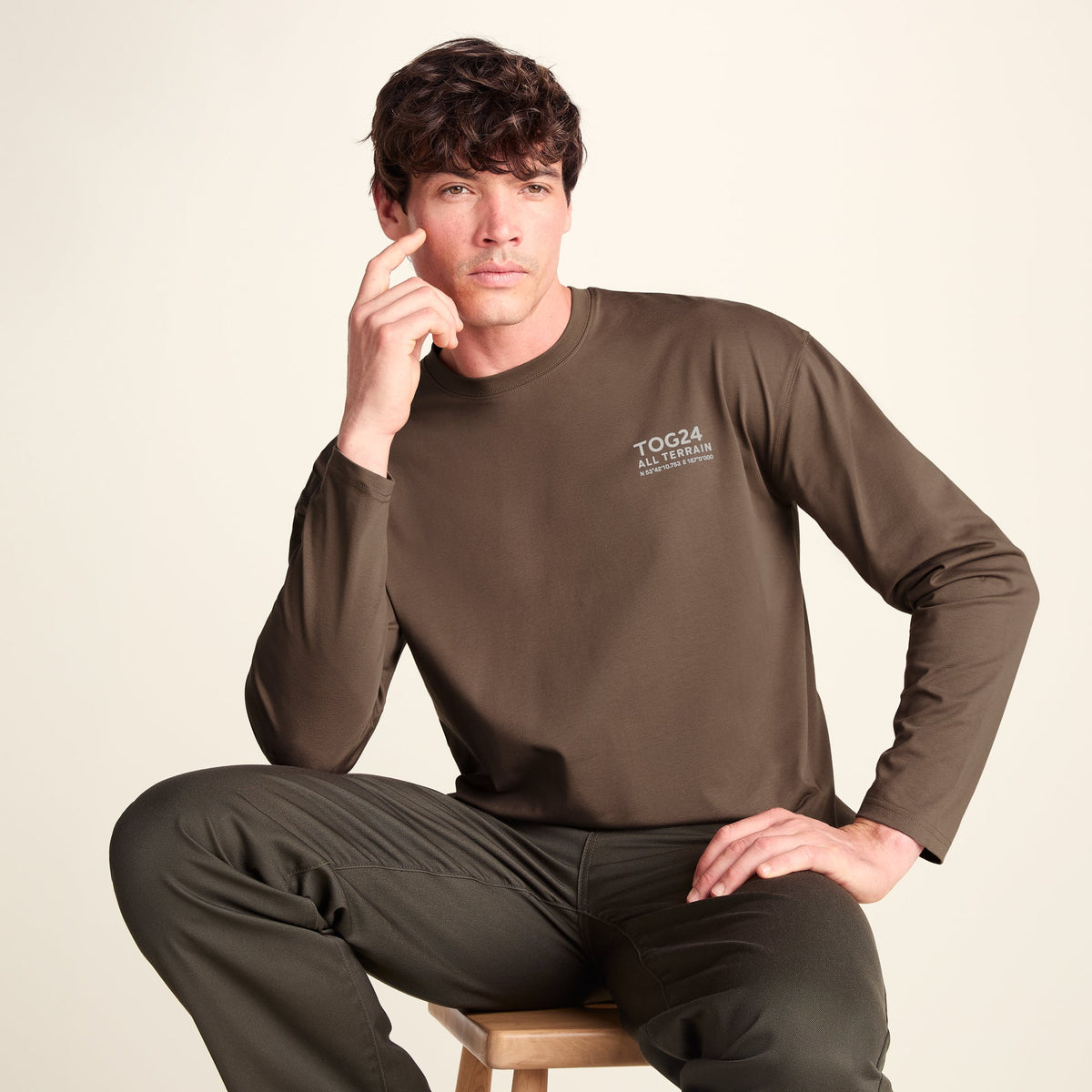 Lloyd Mens Premium Heavyweight 100% Cotton Jersey Top - Ash Brown - Image 6