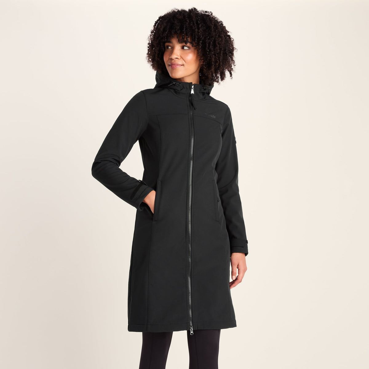 Marina Womens Long Water Resistant Softshell Jacket - Black - Image 2