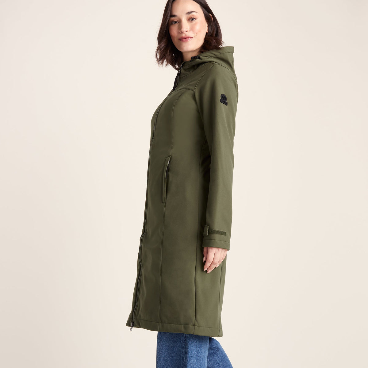 Marina Womens Long Water Resistant Softshell Jacket - Khaki - Image 5