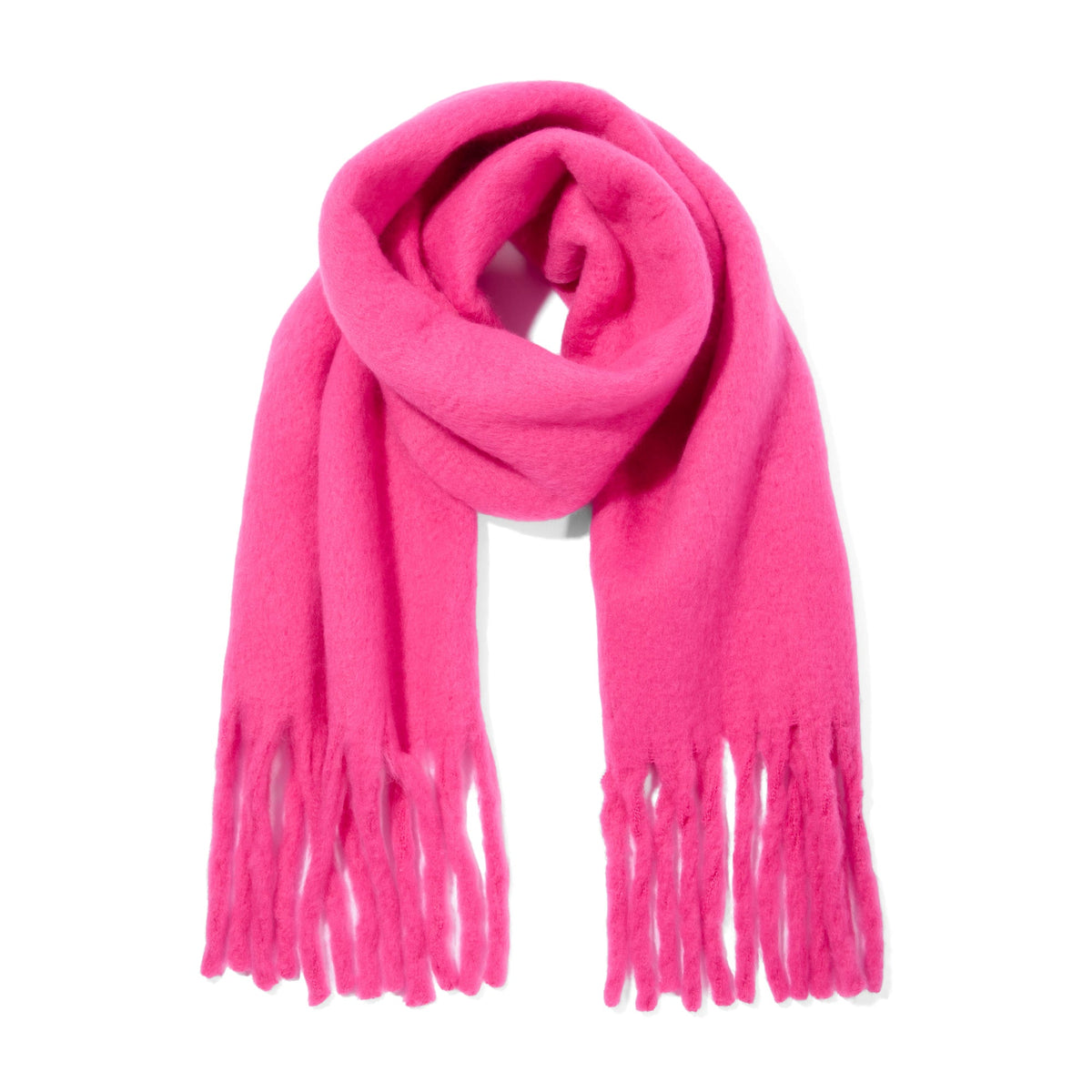 Marlene Heavyweight Brushed Colour Block Blanket Scarf - Rich Pink - Image 4