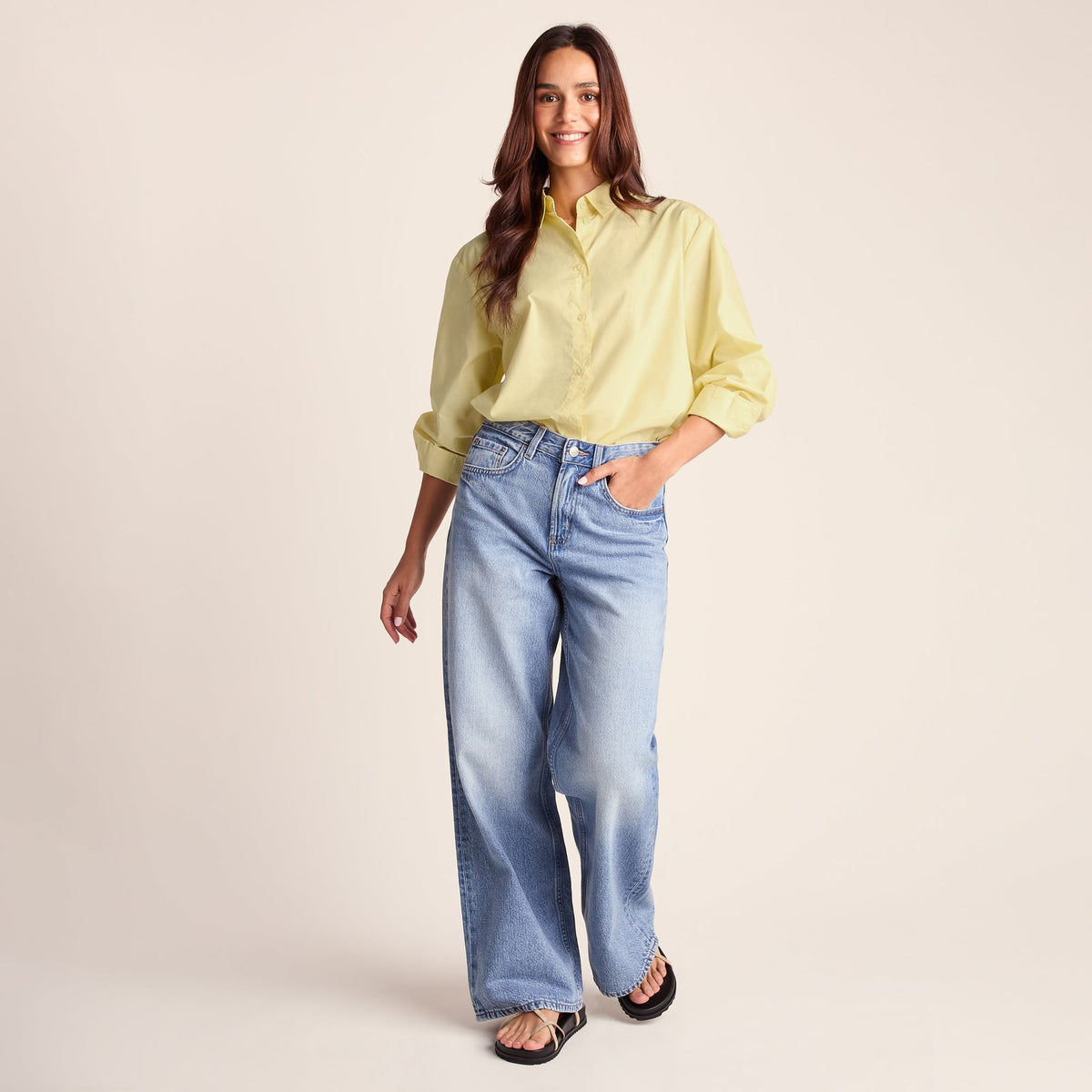 Marnie Womens 100% Cotton Oversized Shirt - Butter Yellow - Image 3