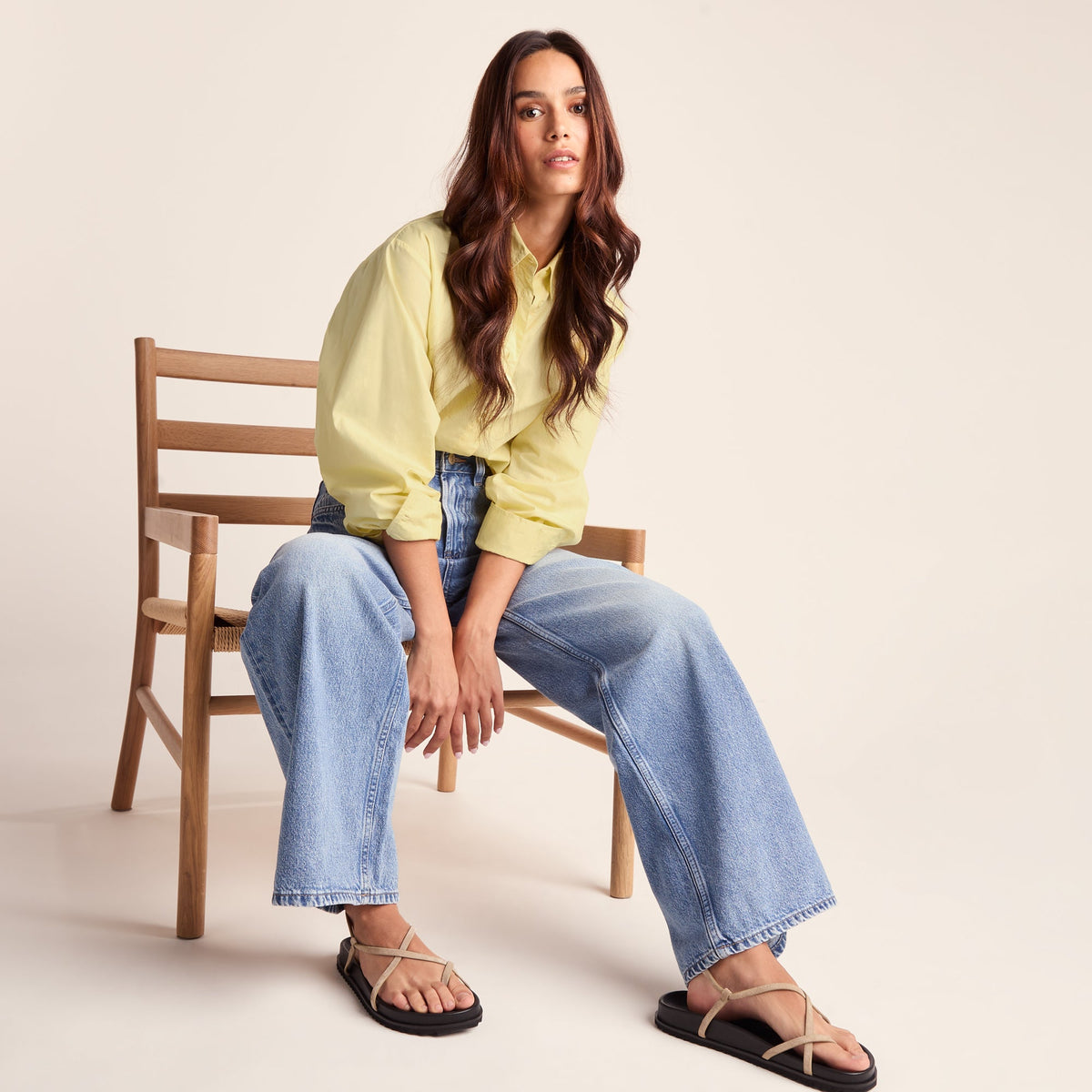 Marnie Womens 100% Cotton Oversized Shirt - Butter Yellow - Image 5