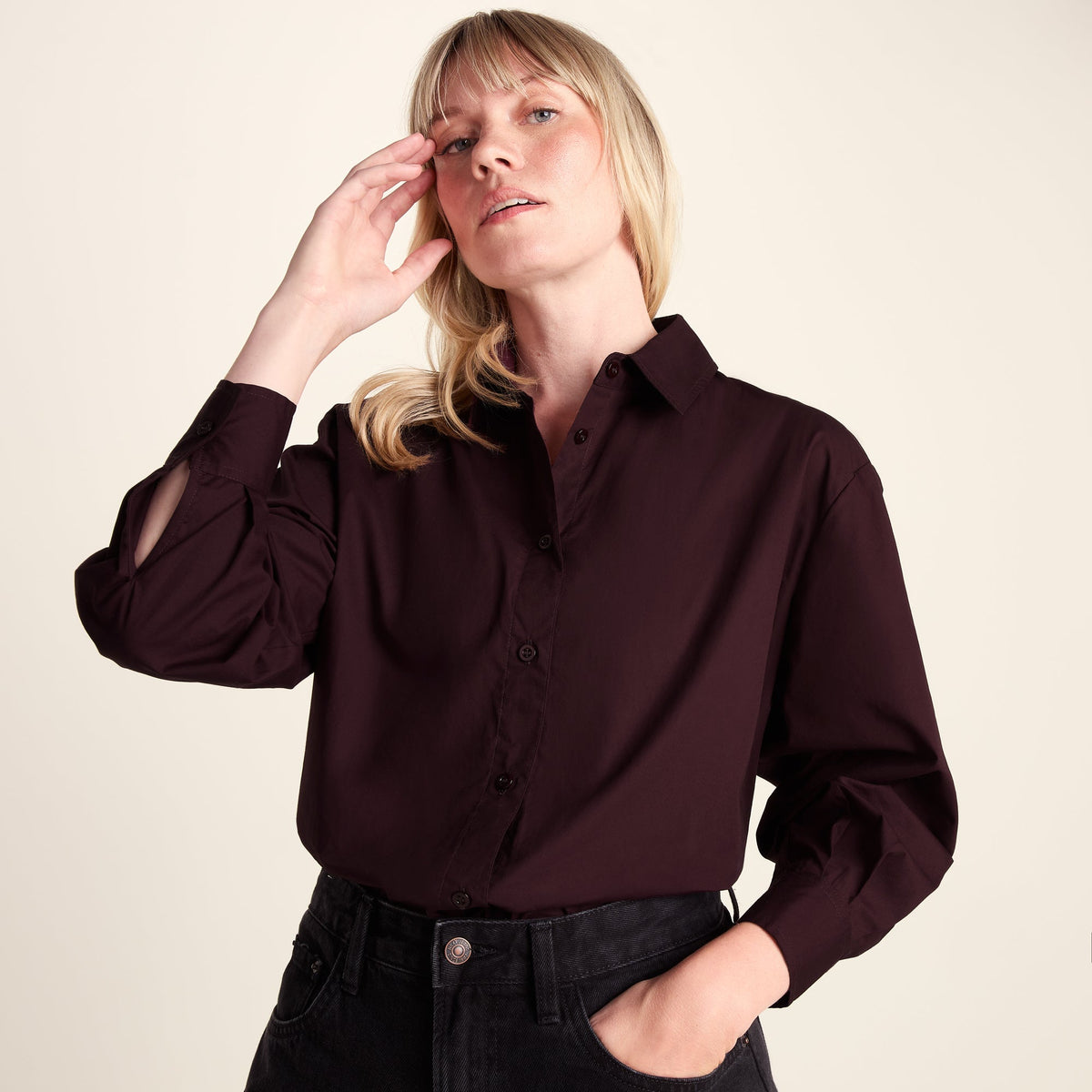 Marnie Womens 100% Cotton Oversized Shirt - Huckleberry - Image 6