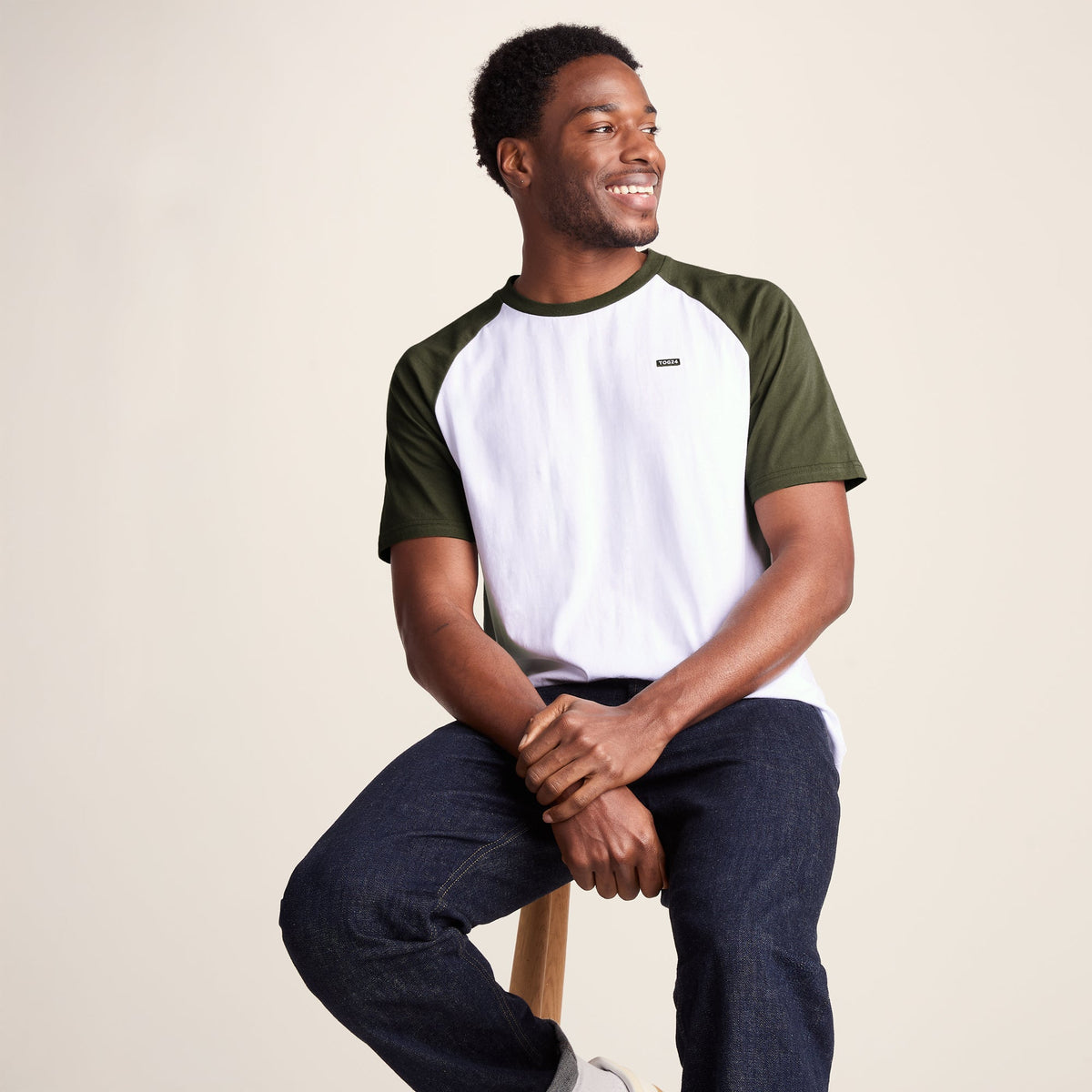 McGill Mens 100% Cotton Supersoft T-Shirt - Forage Green/Optic White - Image 4