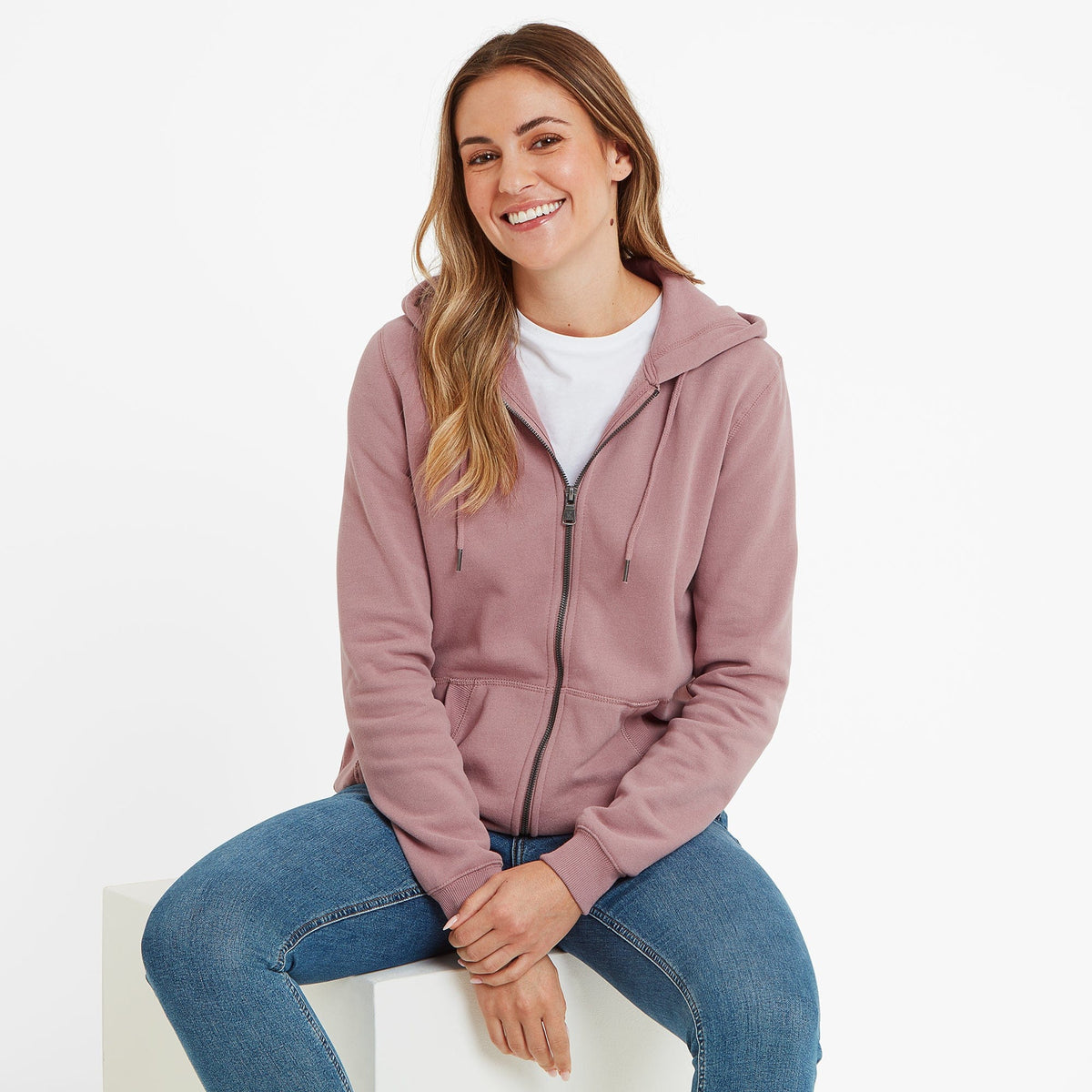 Mia Womens Supersoft Zip Hoody - Faded Pink - Image 2