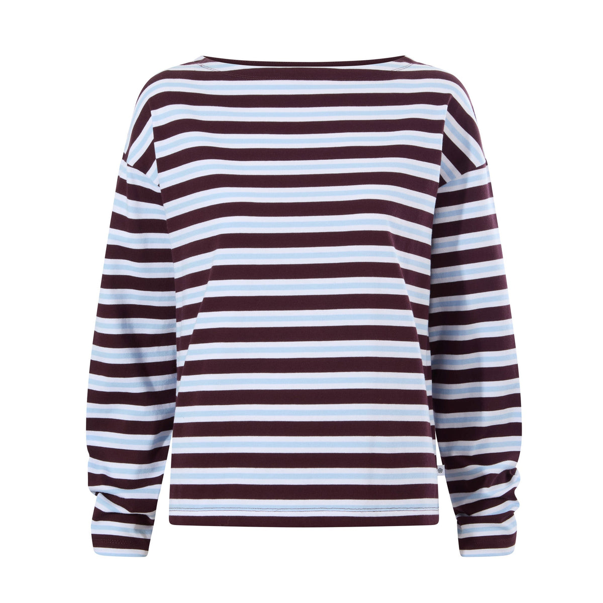 Misty Womens Supersoft Cotton Striped Boat Neck T-Shirt - Huckleberry Stripe - Image 8