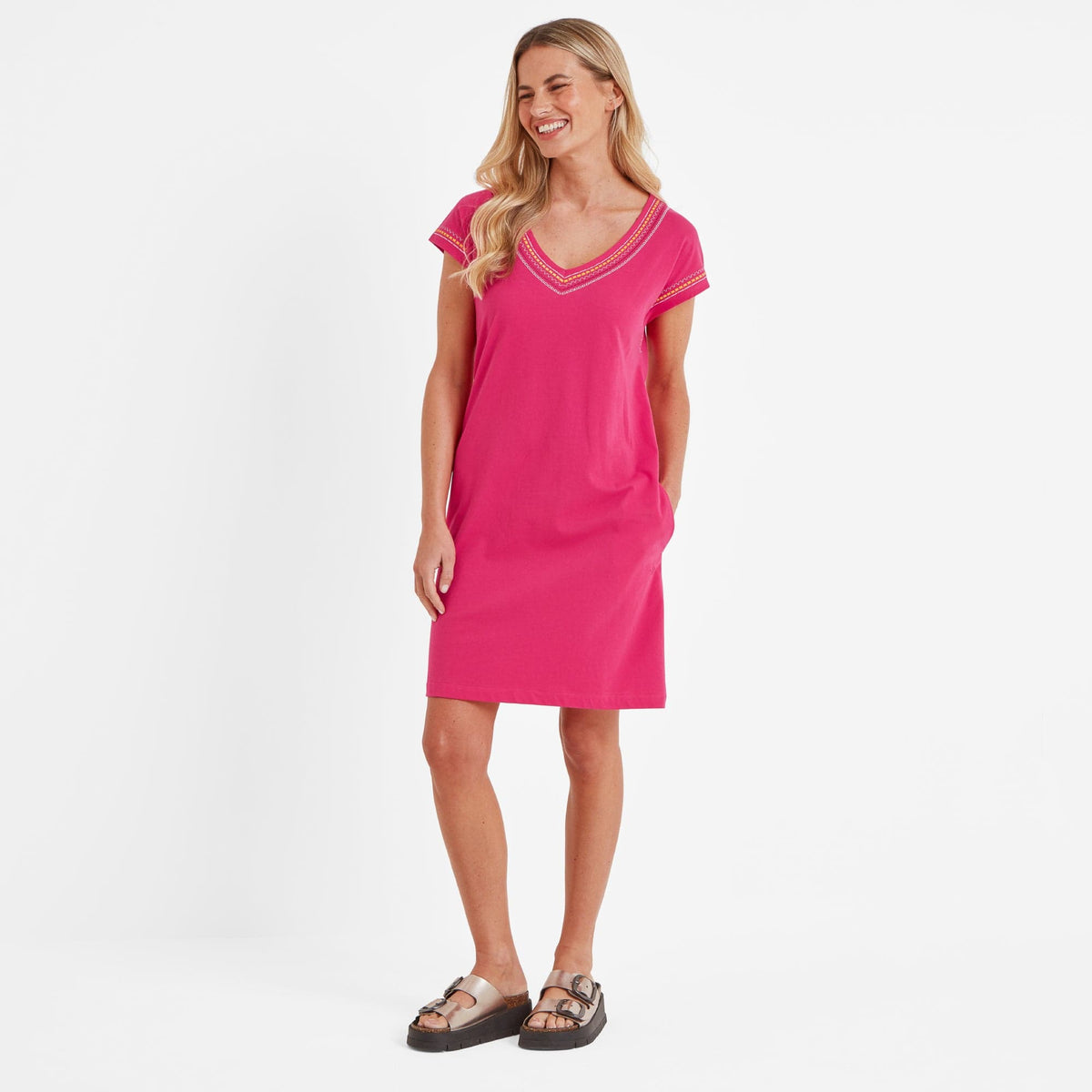 Nicolette Womens Jersey Dress - Magenta Pink - Image 3
