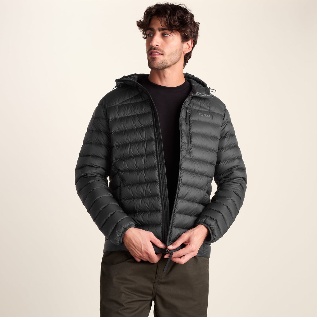 North Mens RDS Certified Down Hooded Jacket - Black