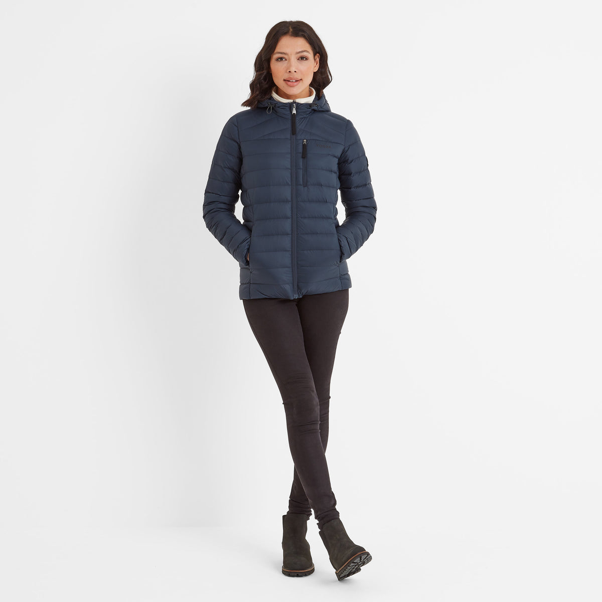 North Womens RDS Certified Down Hooded Jacket - Dark Indigo - Image 2