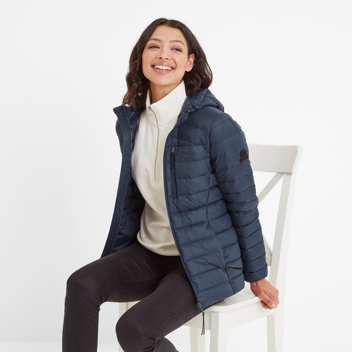 North Womens RDS Certified Down Hooded Jacket - Dark Indigo - Image 4