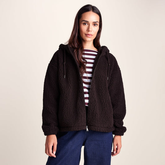 Olivia Womens Relaxed Fit Sherpa Fleece - Chocolate Brown