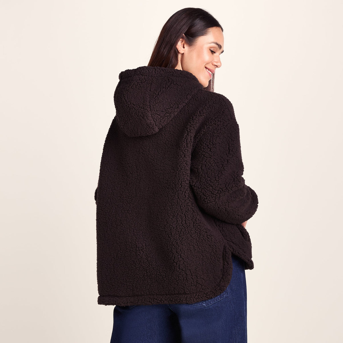 Olivia Womens Relaxed Fit Sherpa Fleece - Chocolate Brown - Image 3