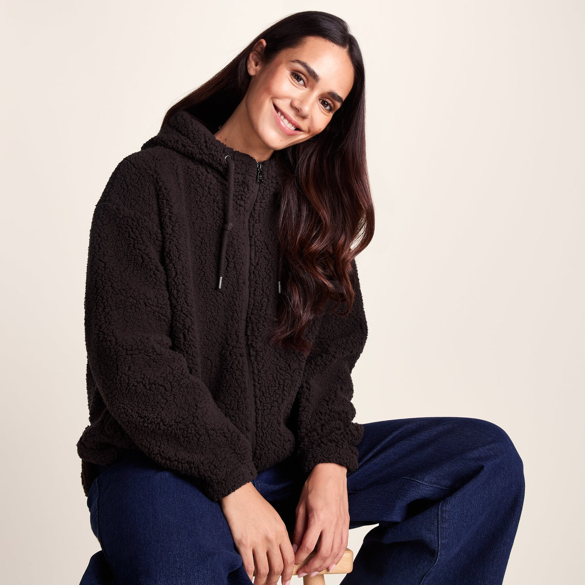 Olivia Womens Relaxed Fit Sherpa Fleece - Chocolate Brown - Image 4