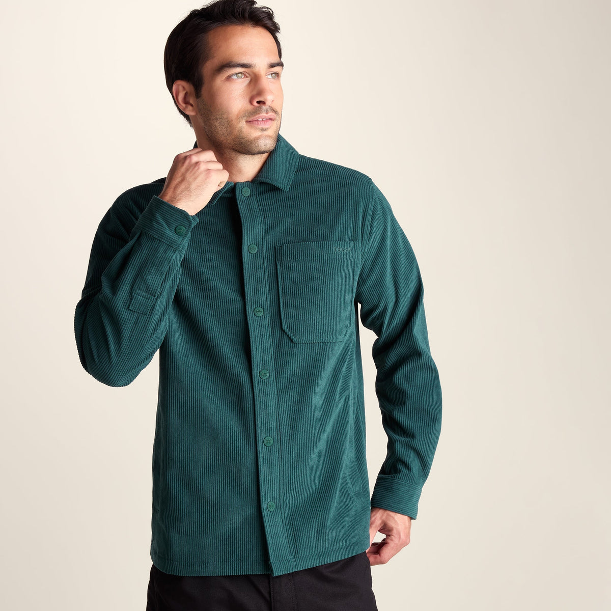 Olson Mens Chunky Corduroy Shacket - Midnight Green - Image 6