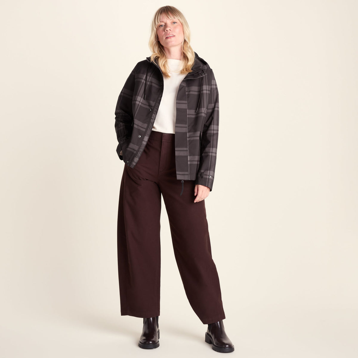 Ortega Womens Checked Waterproof Coat - Chocolate Brown - Image 3