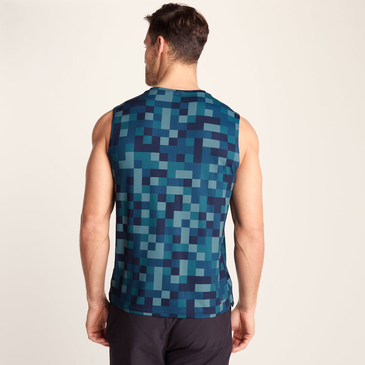 Pablo Mens Performance Vest - Inky Blue Pixel Print - Image 4