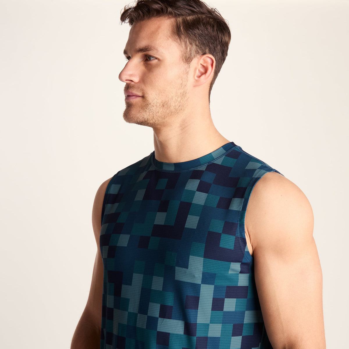 Pablo Mens Performance Vest - Inky Blue Pixel Print - Image 6