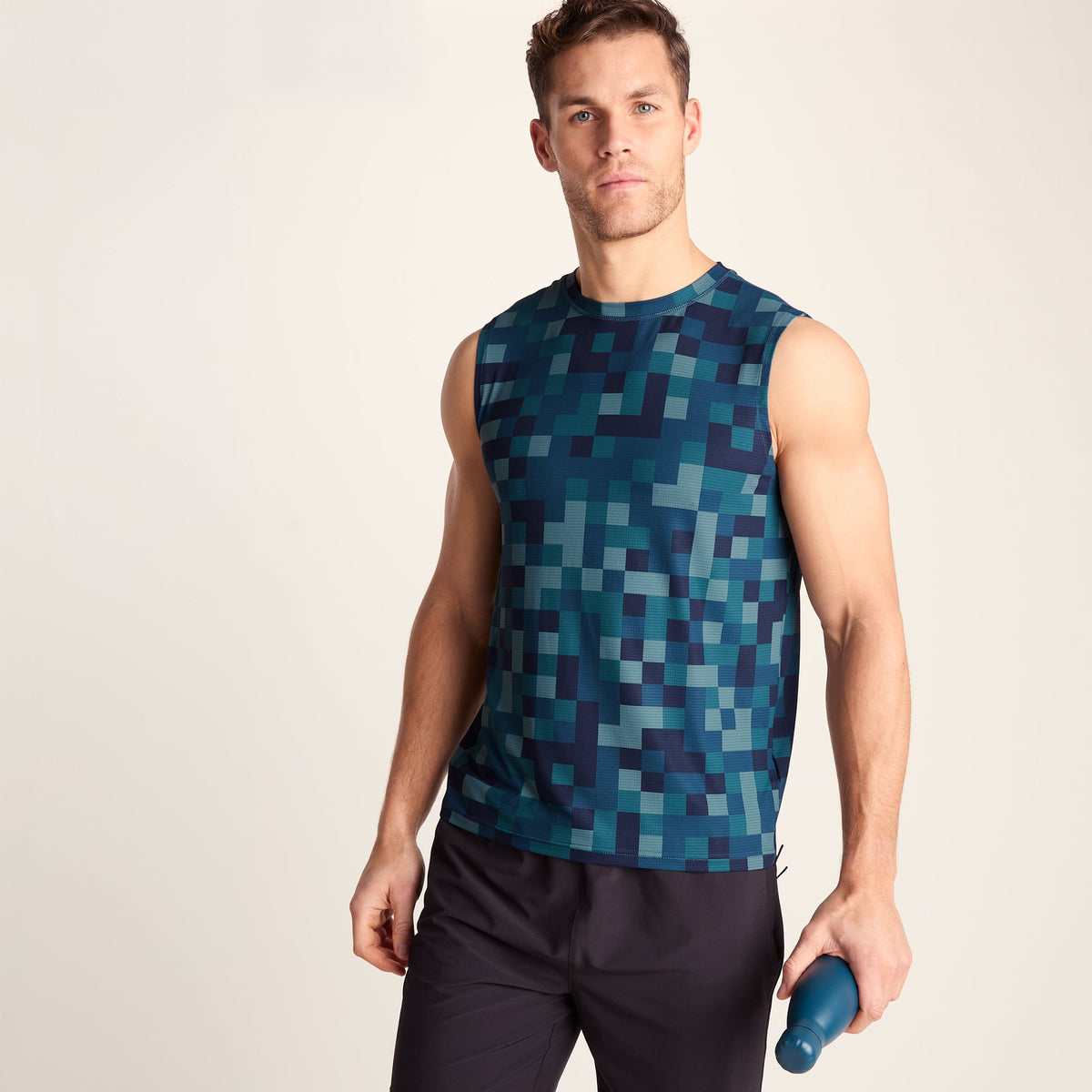 Pablo Mens Performance Vest - Inky Blue Pixel Print - Image 7
