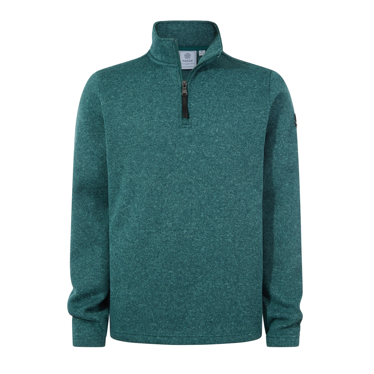 Pearson Mens Knitlook Quarter Zip Fleece - Dark Turquoise Marl - Image 8
