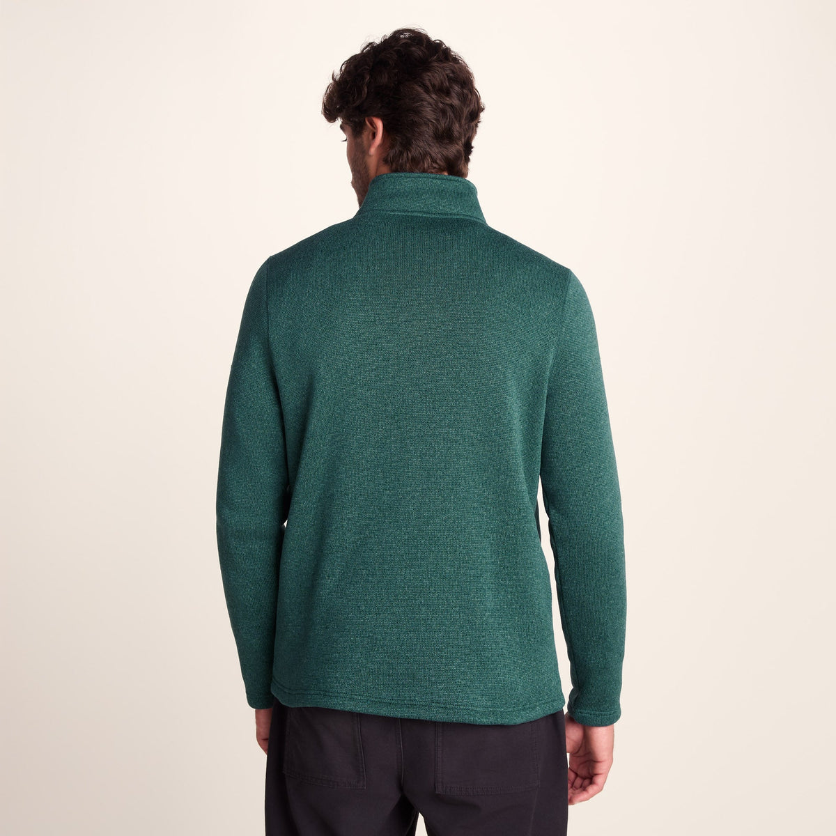 Pearson Mens Knitlook Quarter Zip Fleece - Dark Turquoise Marl - Image 4
