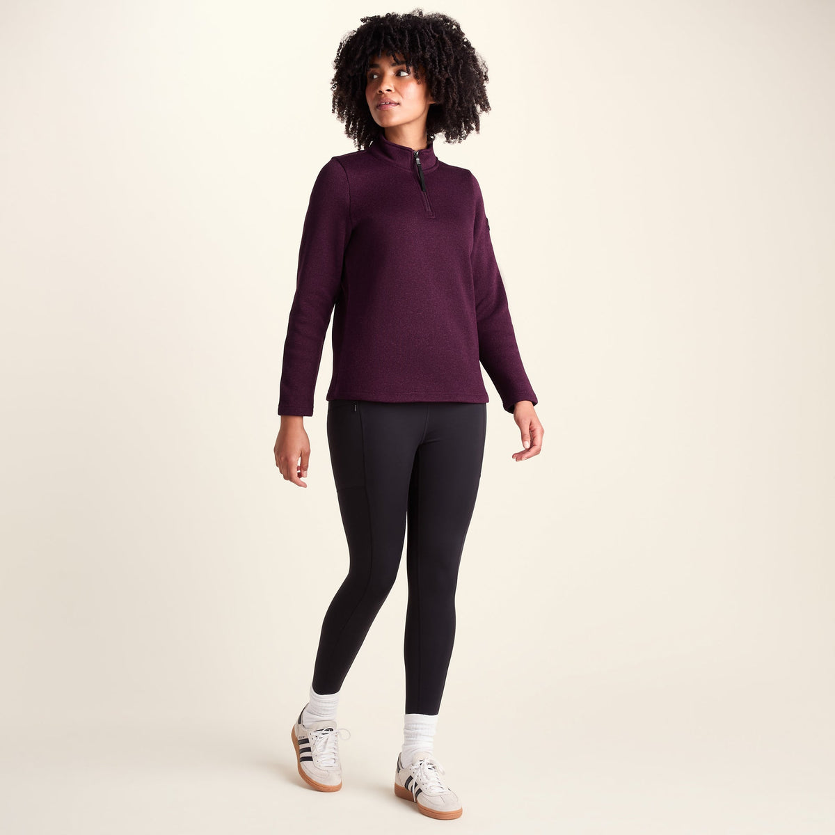 Pearson Womens Knitlook Fleece Zipneck - Huckleberry Melange - Image 2