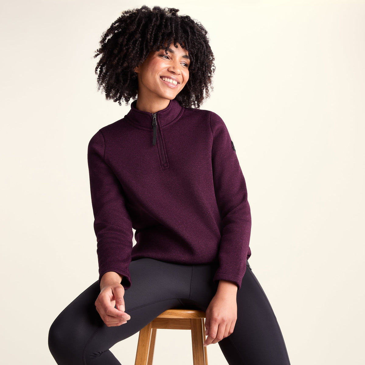 Pearson Womens Knitlook Fleece Zipneck - Huckleberry Melange - Image 4