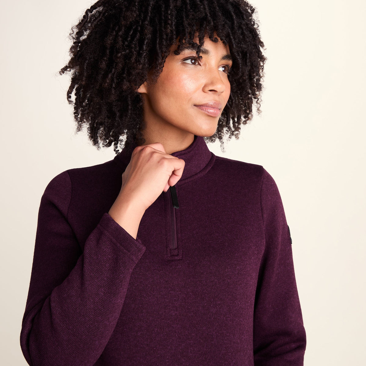 Pearson Womens Knitlook Fleece Zipneck - Huckleberry Melange - Image 5