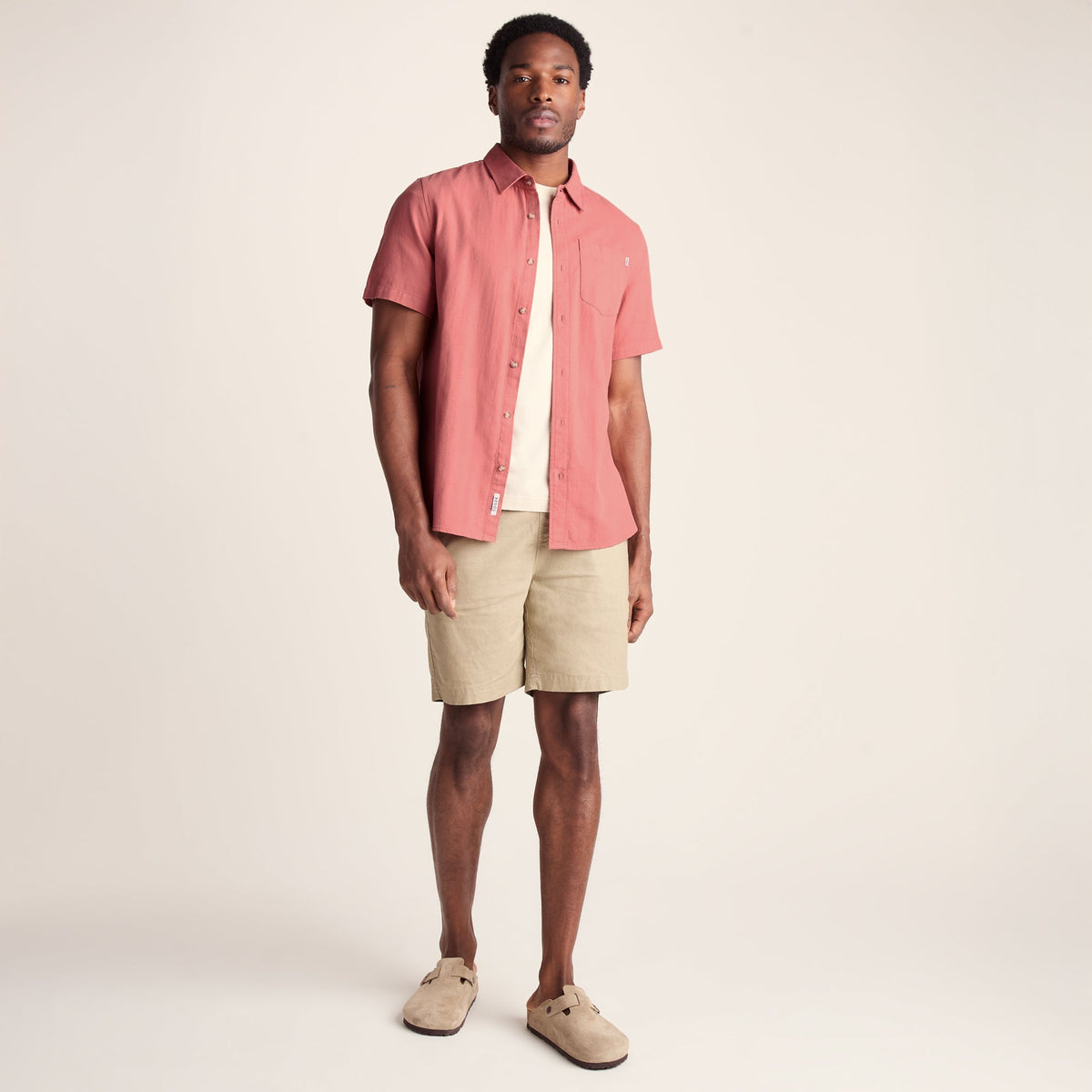 Preston Mens 100% Cotton Supersoft Short Sleeve Shirt - Redwood - Image 3