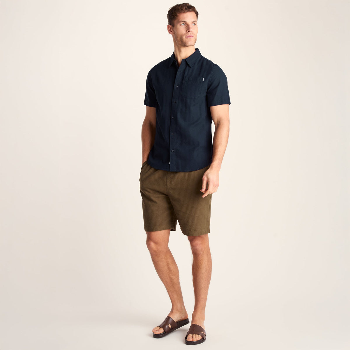 Preston Mens 100% Cotton Supersoft Short Sleeve Shirt - Indigo - Image 3