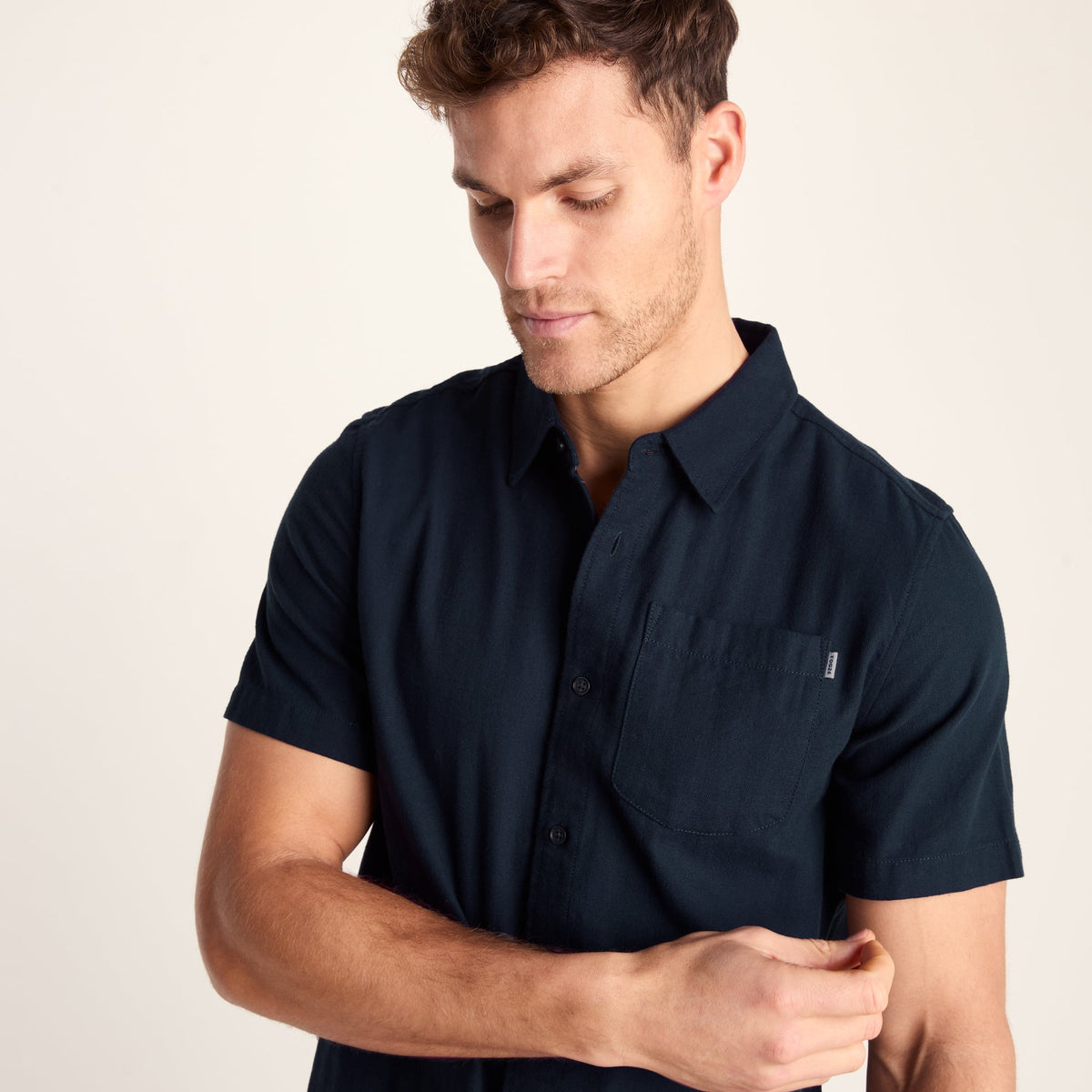 Preston Mens 100% Cotton Supersoft Short Sleeve Shirt - Indigo - Image 6