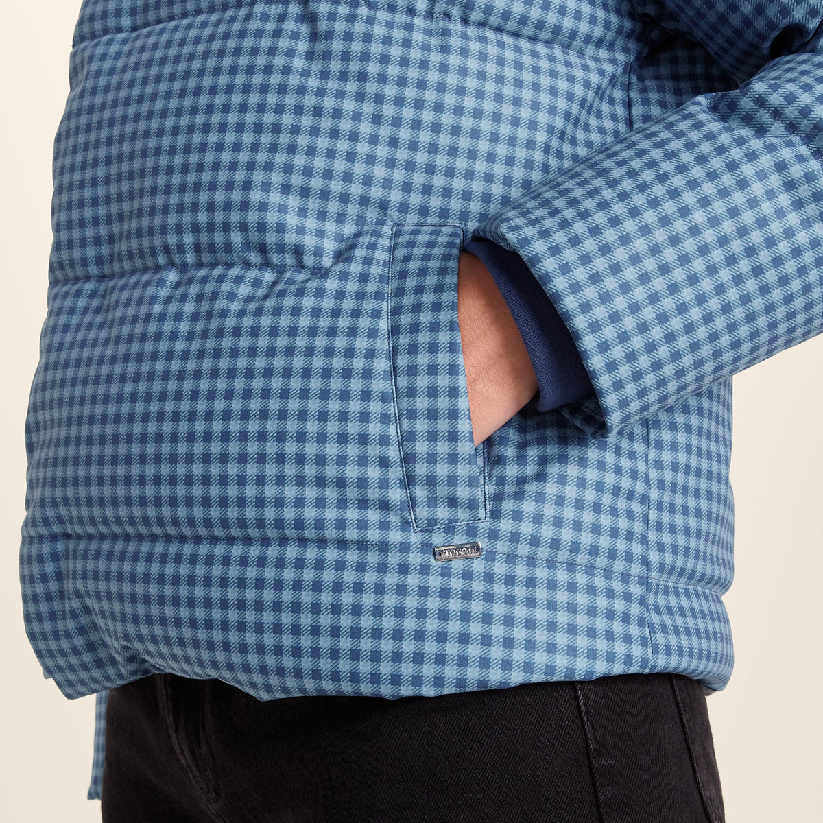 Radcliffe Womens Gingham Check Insulated Padded Jacket - Navy/Grey Gingham - Image 7