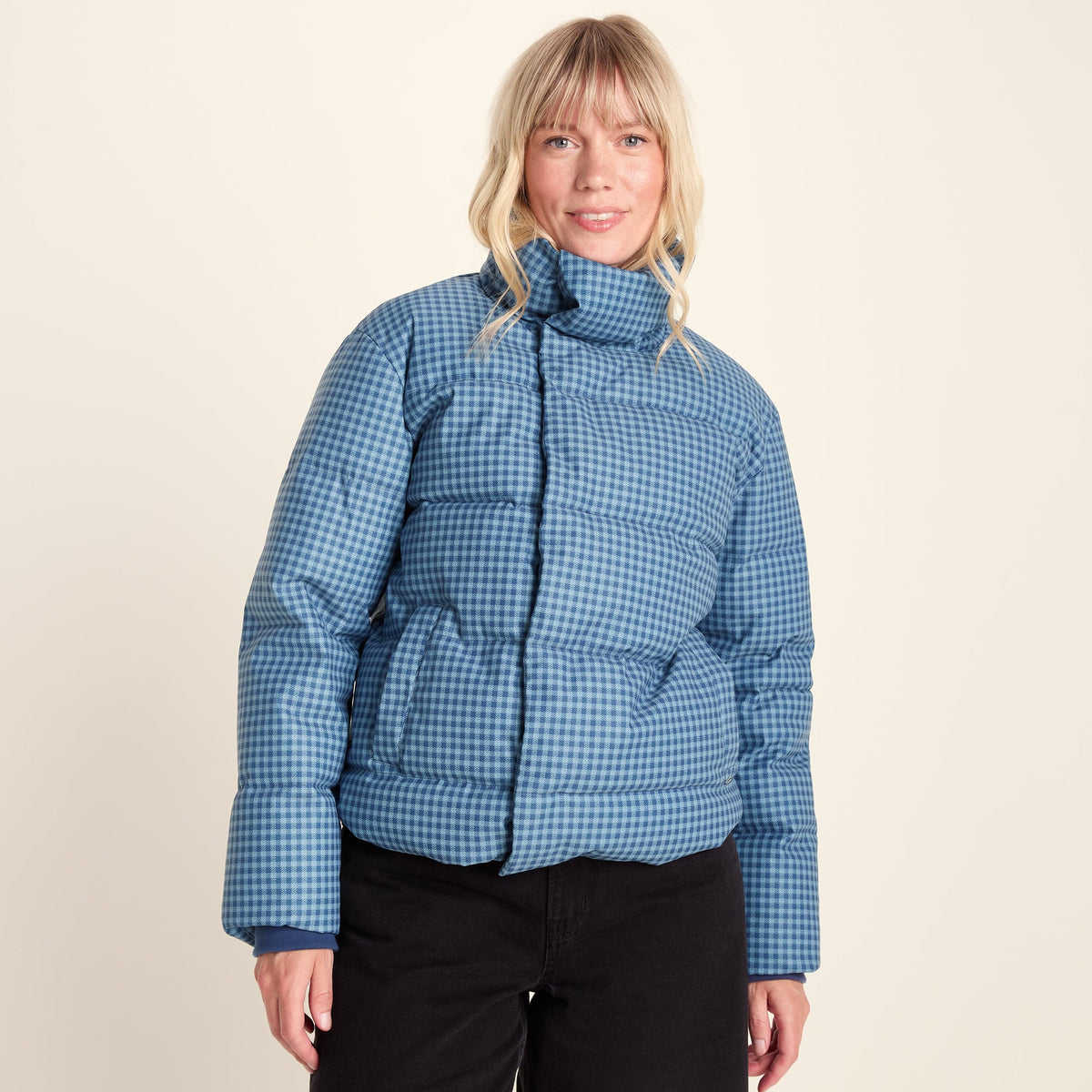 Radcliffe Womens Gingham Check Insulated Padded Jacket - Navy/Grey Gingham - Image 8