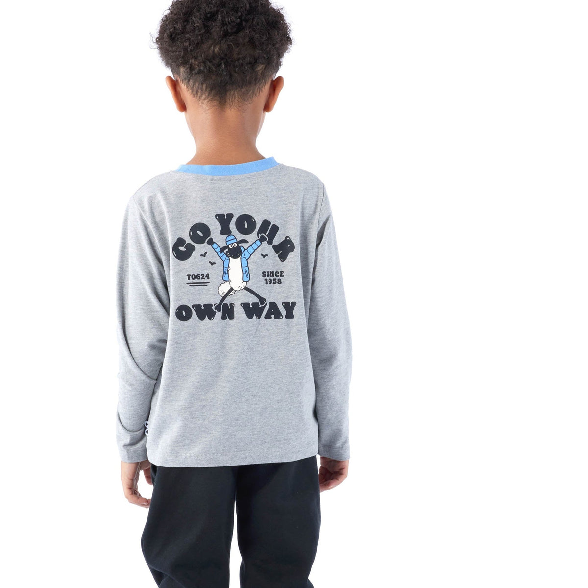Ryeland Kids Shaun the Sheep T-Shirt LS - Dark Grey Marl - Image 2