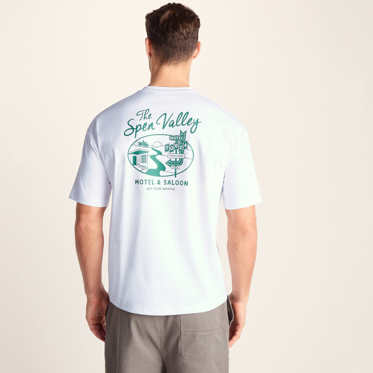 Saloon Mens Relaxed Fit Premium Supersoft T-Shirt - Optic White - Image 3