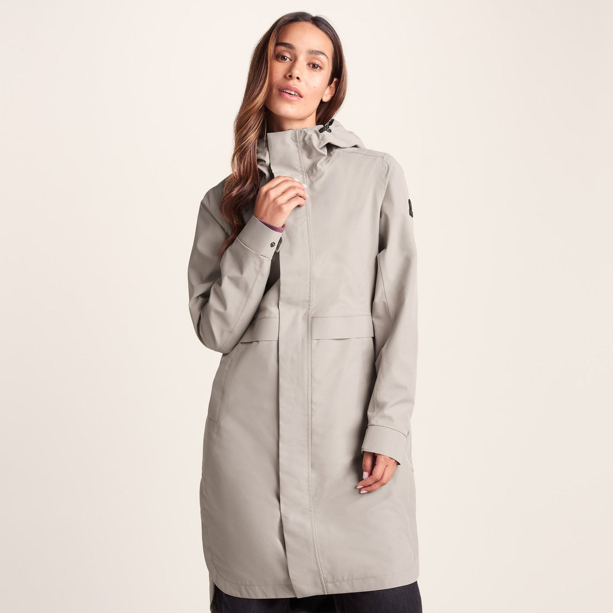 Saunter Womens Long Waterproof Jacket - Dark Taupe - Image 3