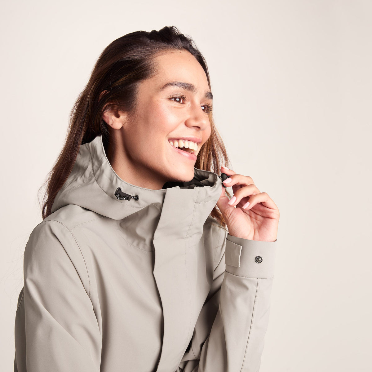 Saunter Womens Long Waterproof Jacket - Dark Taupe - Image 5