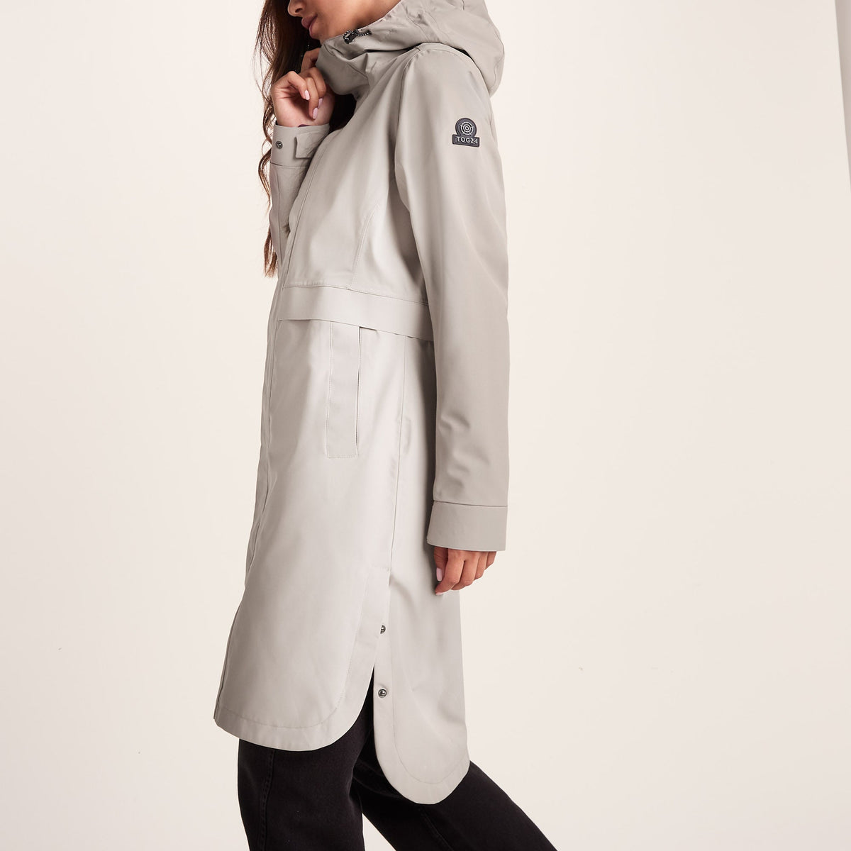 Saunter Womens Long Waterproof Jacket - Dark Taupe - Image 8