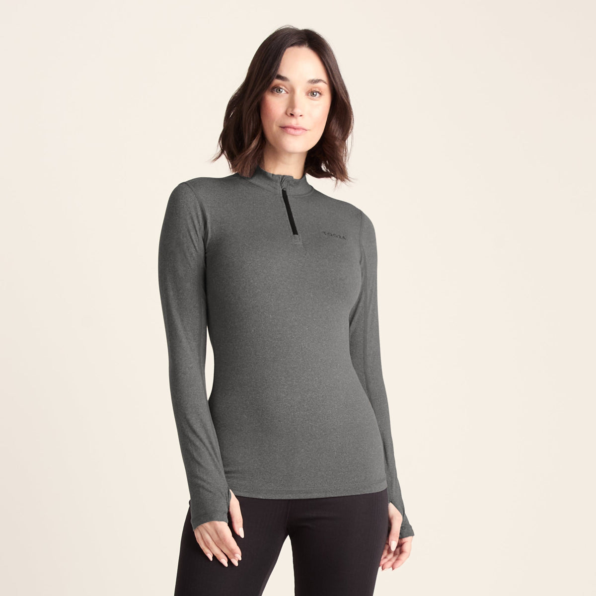 Snowdon Womens Thermal Base Layer Quarter Zip - Grey Marl - Image 6
